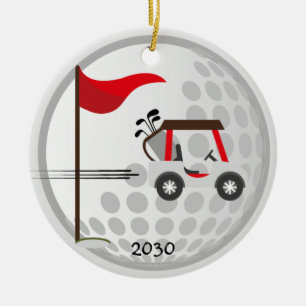 Fun Golfing Golf Cart Ball Golfers Custom Name Ceramic Tree Decoration