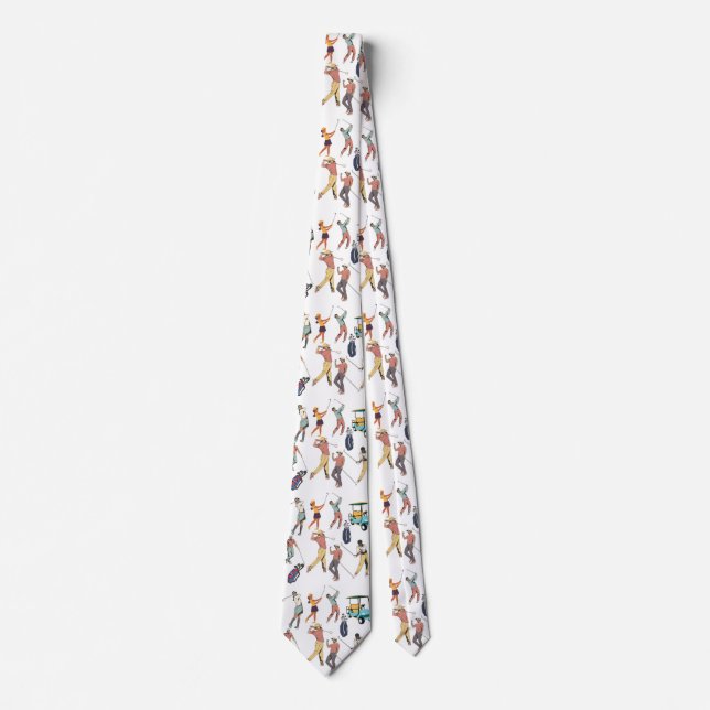 Fun golfing tie. Golf clubs, golf buggy. Sporty! Tie (Front)