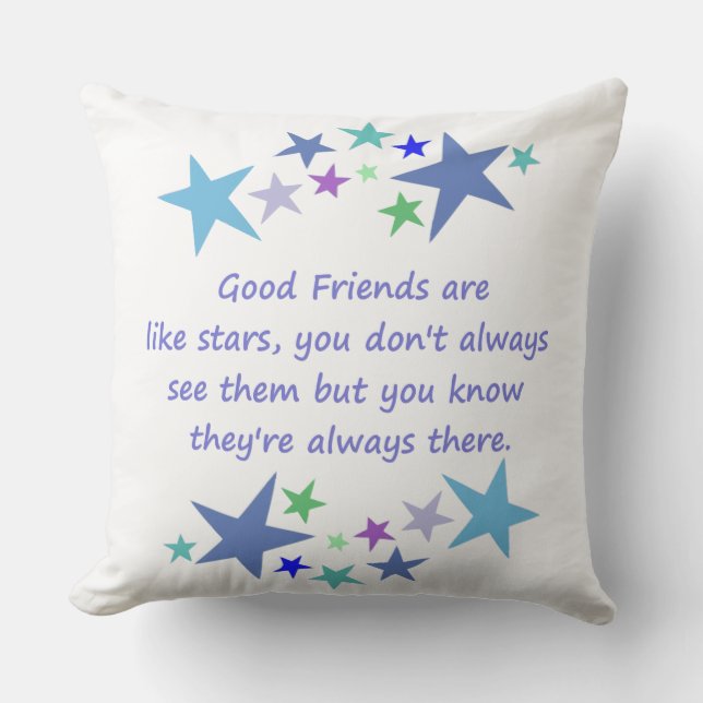 Fun Good Friends are Like Stars Quote in Blues Outdoor Cushion (Front)