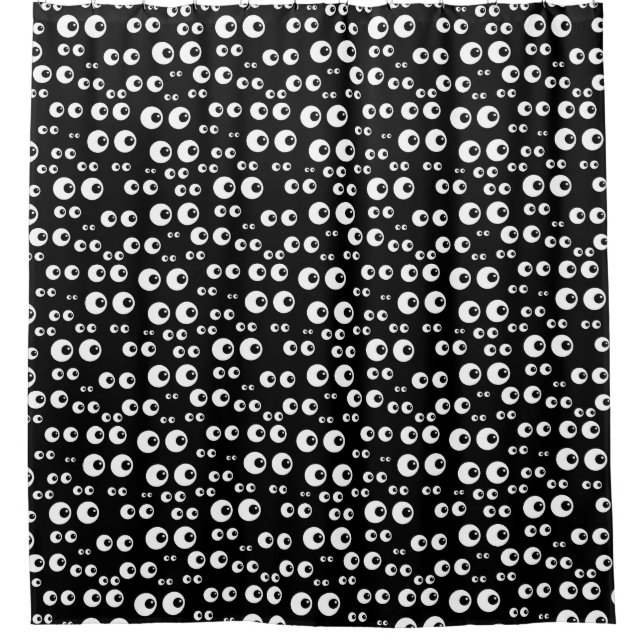 Fun Googly Cartoon Eyes in Black and White Shower Curtain (Front)