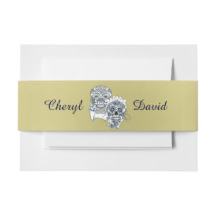 Fun Goth Sugar Skulls Bride and Groom Design Invitation Belly Band