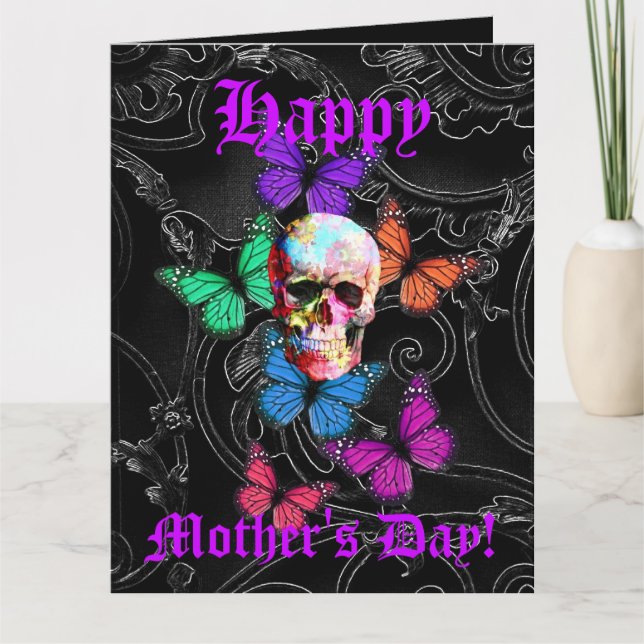 Fun gothic skull mothers day card (Front)