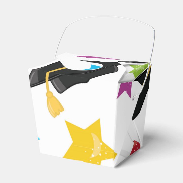 Fun graduation cap and stars favour box (Front Side)
