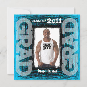 Fun Graduation Invitation Blue Scratch Square