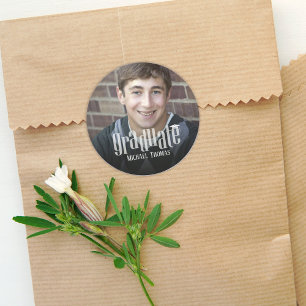 Fun Graduation Party Photo Custom Classic Round Sticker