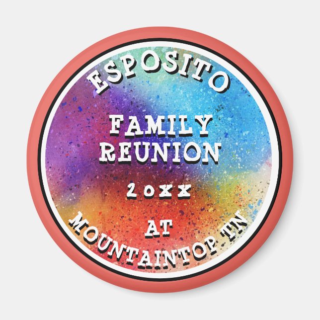 Fun Graffiti Art Family Reunion Souvenirs Round Magnet (Front)