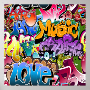 Fun Graffiti word art home decor poster