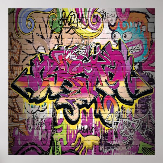 Fun Graffiti word art home decor poster | Zazzle.co.uk