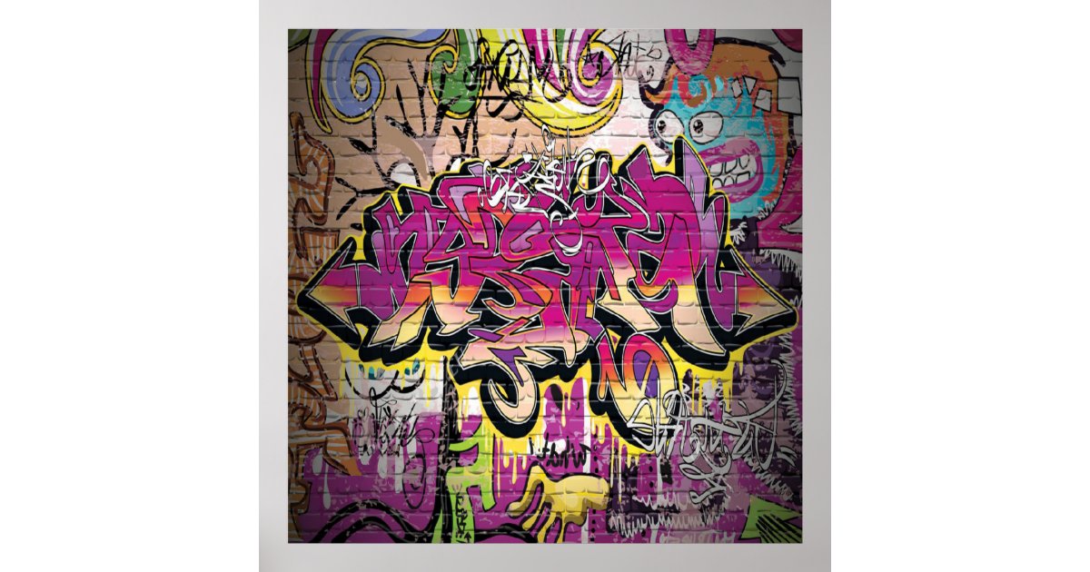 Fun Graffiti word art home decor poster | Zazzle