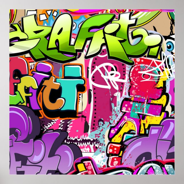 Fun Graffiti word art home office decor poster (Front)