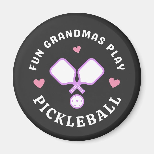 Fun Grandmas Play Pickleball Cute Pickleball Magnet (Front)