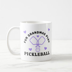 Fun Grandmas Play Pickleball With Name Coffee Mug