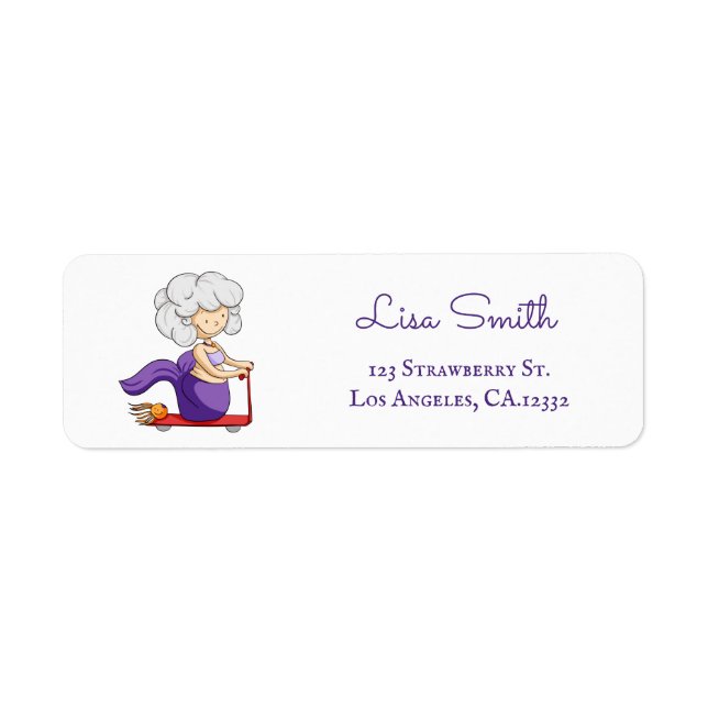 Fun Grandmother Scooter Mermaid Return Address (Front)