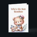 Fun Grandson Birthday Cute Teddy Bear Card<br><div class="desc">Fun Grandson Birthday Cute Teddy Bear</div>