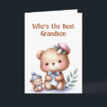 Fun Grandson Birthday Cute Teddy Bear Card<br><div class="desc">Fun Grandson Birthday Cute Teddy Bear</div>