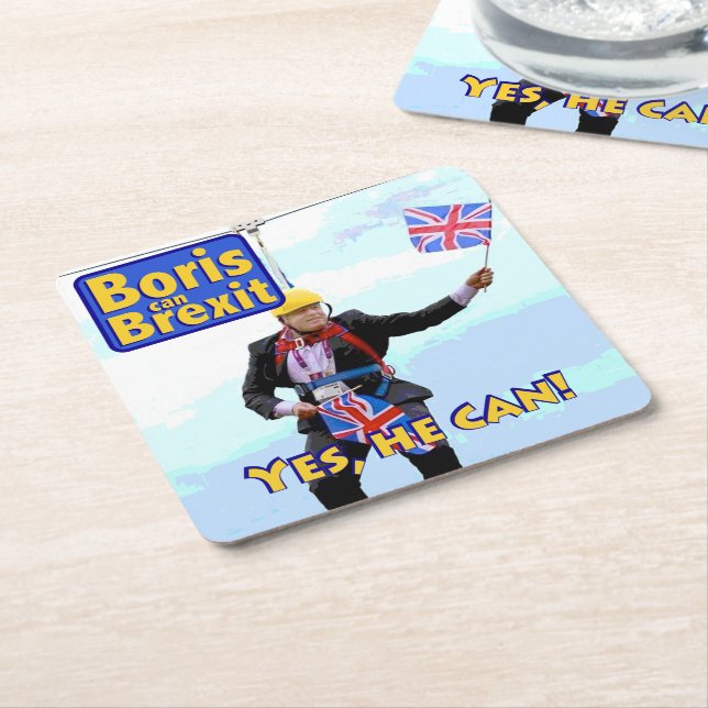 Fun graphic Boris Johnson Brexit from Europe image Square Paper Coaster (Angled)