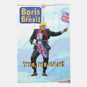 Fun graphic Boris Johnson Brexit from Europe image Tea Towel