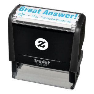Fun "Great Answer!" + Tutor Name Rubber Stamp