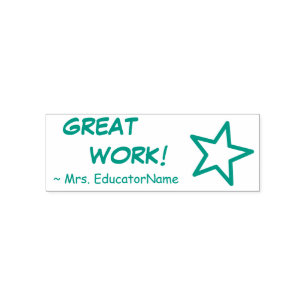 Fun "GREAT WORK!" Educator Rubber Stamp