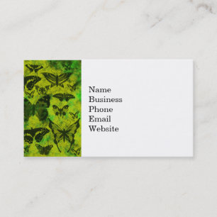 Fun Green and Yellow Butterfly Grunge Pattern Business Card
