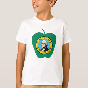 Fun Green Apple Washington State Flag T-Shirt