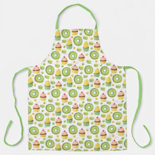 Fun Green Doughnuts and Cupcakes Pattern Apron