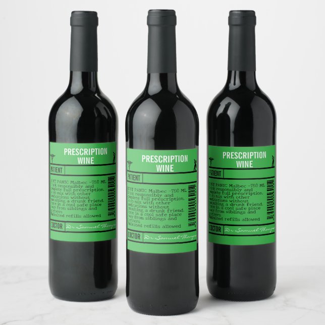 FUN GREEN  editable Wine Labels for WINE (Bottles)