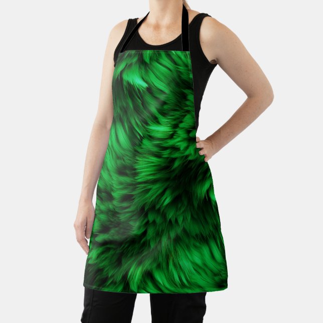 Fun Green faux monster fur texture Apron (Insitu)