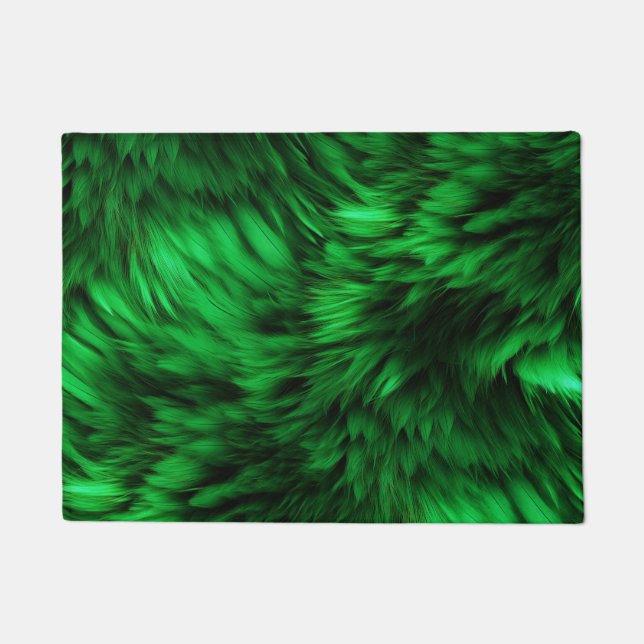 Fun Green faux monster fur texture Doormat (Front)