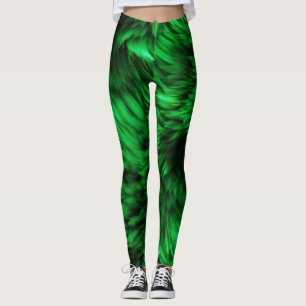 Fun Green faux monster fur texture Leggings