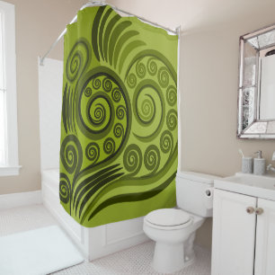 Fun Green Fern Frond Abstract Shower Curtain