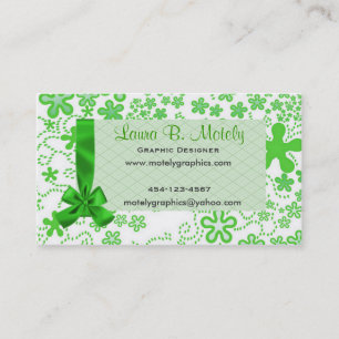 Fun Green floral Business Card