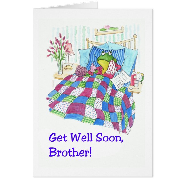Fun Green Frog Get Well Soon for a Son (Front)