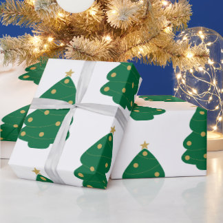 Fun Green & Gold Decorated Christmas Tree Wrapping Paper