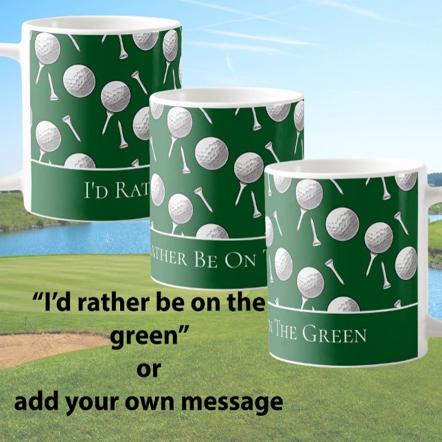 Fun Green Golf Balls and Tees Custom Message Coffee Mug (Creator Uploaded)