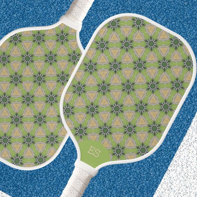 Fun Green Monogrammed Pickleball Paddle  (Creator Uploaded)