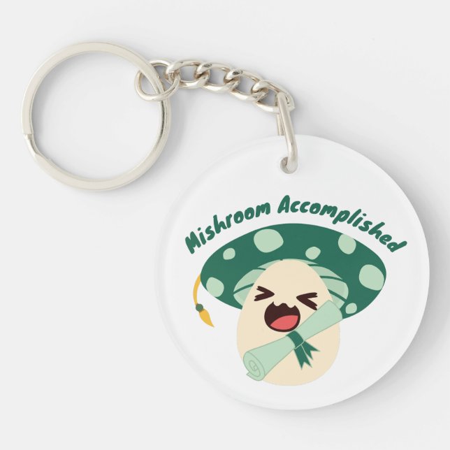 Fun Green Mushroom Grad Keychain (Front)