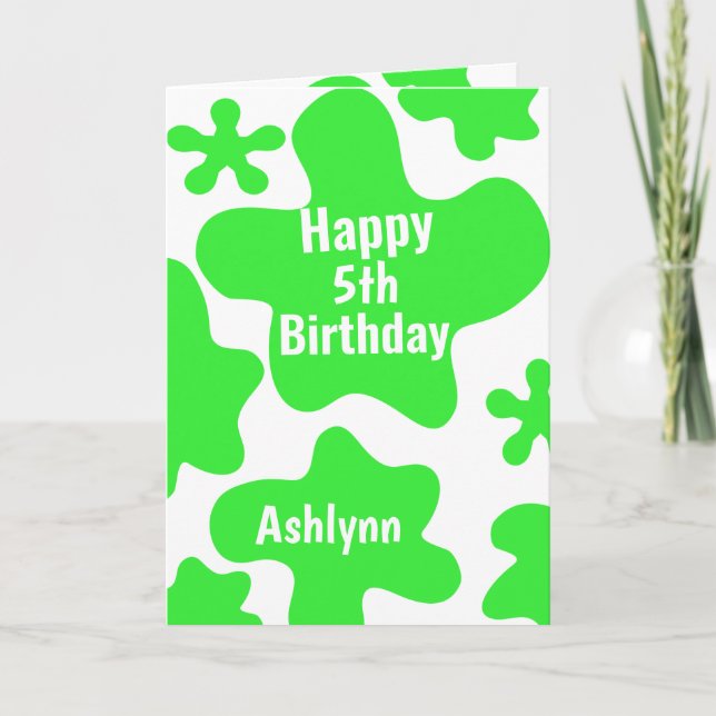 Fun Green Slime 5th Birthday Card (Front)