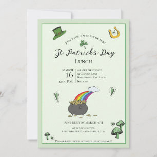 Fun Green St Patricks Day Irish Blessings Lunch Invitation