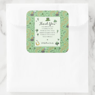 Fun Green St Patricks Irish Blessings Thank You Square Sticker