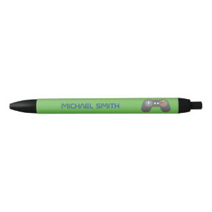 Fun Green Video Game Themed Personalised Black Ink Pen