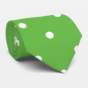 Fun green white pattern polka dot tie