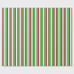 Fun Green, White, Red Christmas Inspired Lines Wrapping Paper