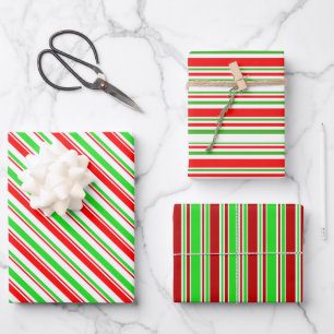 Fun Green, White, Red Colored Christmas Inspired Wrapping Paper Sheet