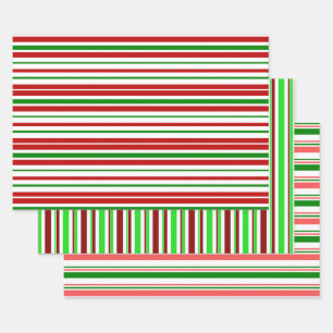 Fun Green, White, Red Coloured Christmas-Inspired Wrapping Paper Sheet