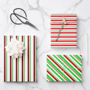 Fun Green, White, Red Coloured Christmas Inspired Wrapping Paper Sheet