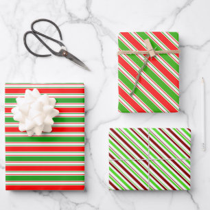 Fun Green, White, Red Coloured Christmas-Inspired Wrapping Paper Sheet