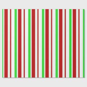 Fun Green, White, Red Coloured Lines Wrapping Pape Wrapping Paper