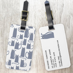 Fun Grey Cat Luggage Tag
