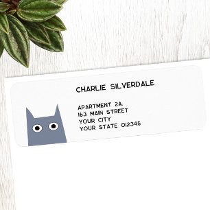 Fun Grey Cat Return Address